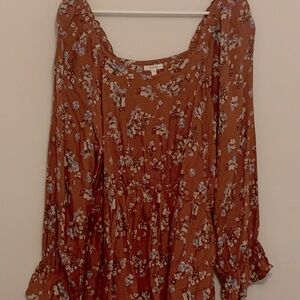 Maurices plus size floral smocked waist peplum top in rose, size 1X